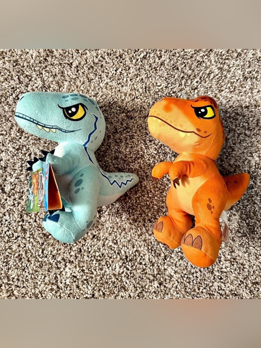 New 7” Set of 2 Jurassic World Tyrannosaurus And Velociraptor Dinosaur Plush Toy